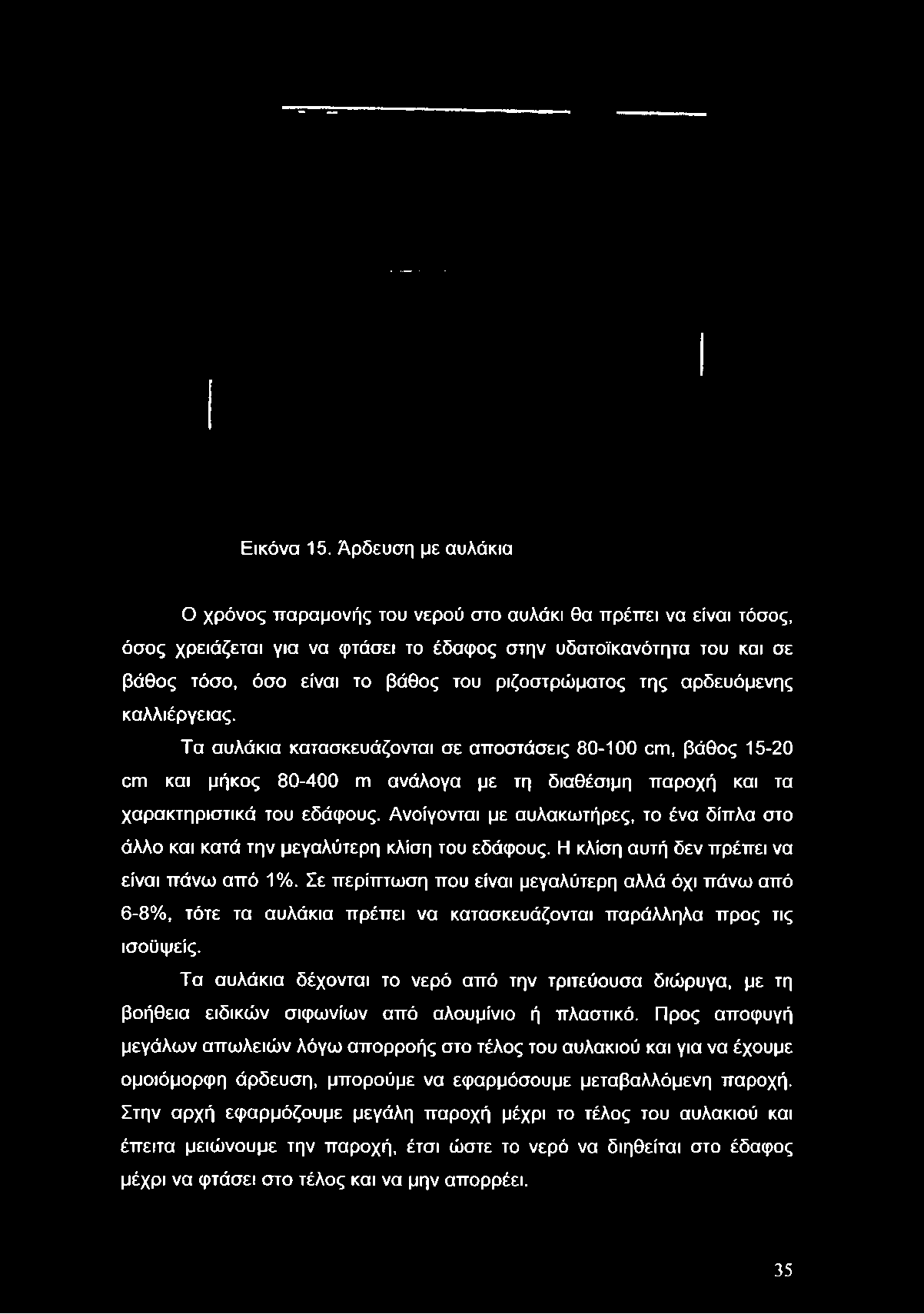 του ριζοστρώματος της αρδευόμενης καλλιέργειας.