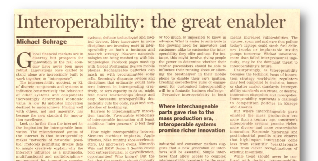 From the press Interoperability is viewed as the most important