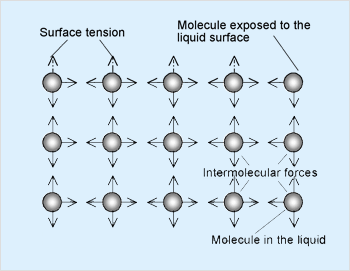 Επιφανειακή Τάση Μόρια στον κύριο όγκο της φάσης Μόρια στην διαχωριστική επιφάνεια