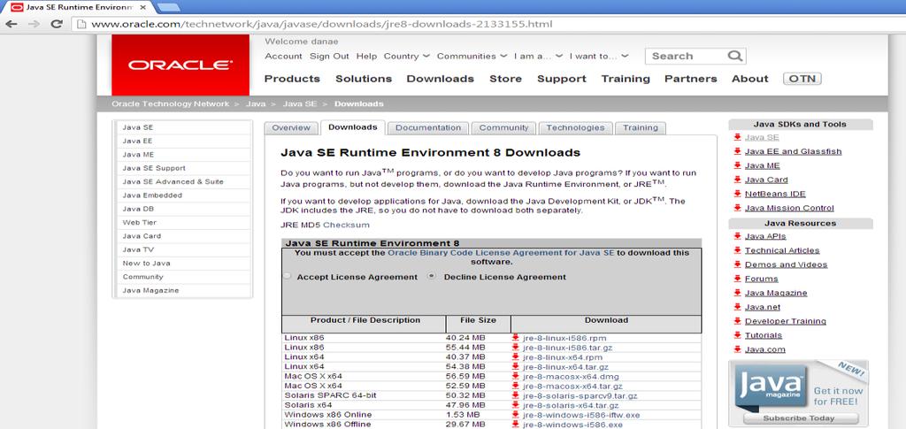 Κατεβάστε το Oracle JRE 8: Αποσυμπιέστε το αρχείο σε όποιο directory επιθυμείται. Το directory που περιέχει το φάκελο bin του Αpache Tomcat 6 θα το ονομάσουμε tomcatpath.