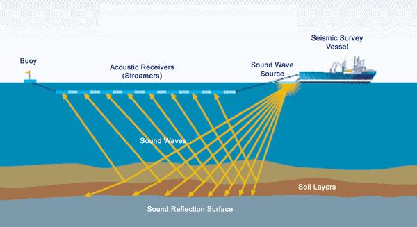 1.3.4 ΘΑΛΑΣΣΙΕΣ ΣΕΙΣΜΙΚΕΣ ΕΡΕΥΝΕΣ Σχήμα 1.7: Θαλάσσια σεισμική διασκόπηση (Μούχου, 2014) Για μια θαλάσσια σεισμική έρευνα (Σχήμα 1.