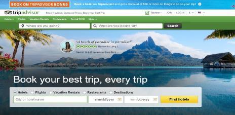 Tripadvisor.com Είναι μια ταξιδιωτική ιστοσελίδα,ιδρύθηκε το 2000 στη Μασαχουσέτη, Η.Π.Α. και δίνει τη την δυνατότητα στους χρήστες να σχεδιάζουν και να κλείσουν το ιδανικό ταξίδι.