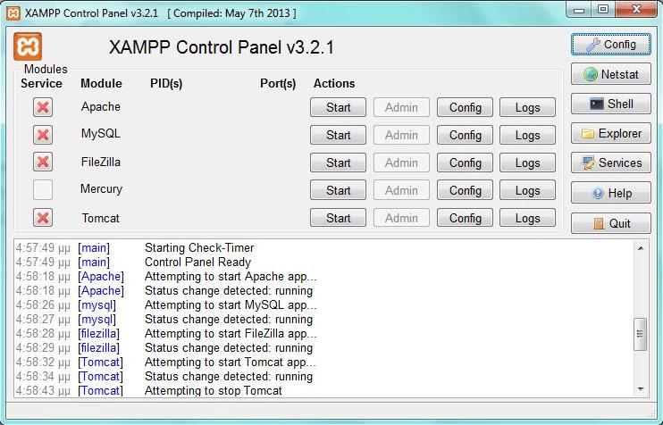 Εικόνα 22. Control Panel του XAMPP Εικόνα 23.
