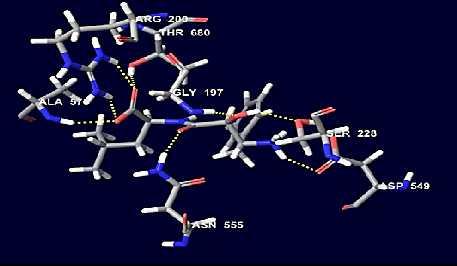 Σχήμα 8.6: Εικόνα πρόσδεσης του μορίου 01542895 στο ένζυμο cpla2, όπως προέκυψε από τη διαδικασία IF.