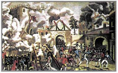 Η Άλωση της Βαστίλλης, 14 Ιουλίου 1789. Η Βαστίλλη ήταν φρούριο του 14ου αιώνα στην ανατολική πλευρά του Παρισιού.