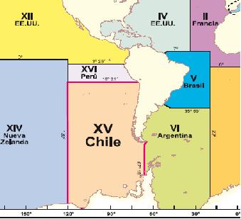 Χιλής έως τον µεσηµβρινό 67 16' W Από την ύση: έως τον µεσηµβρινό 120 00' W O SHOA (Hydrografic and Oceanografic Service of the Chilean Navy) είναι ο συντονίστής της