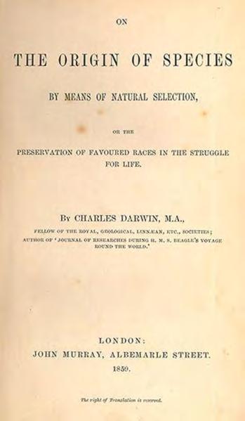 Το 1859 ο Δαρβίνος δημοσιεύει το βιβλίο του «Η καραγωγή των ειδών»