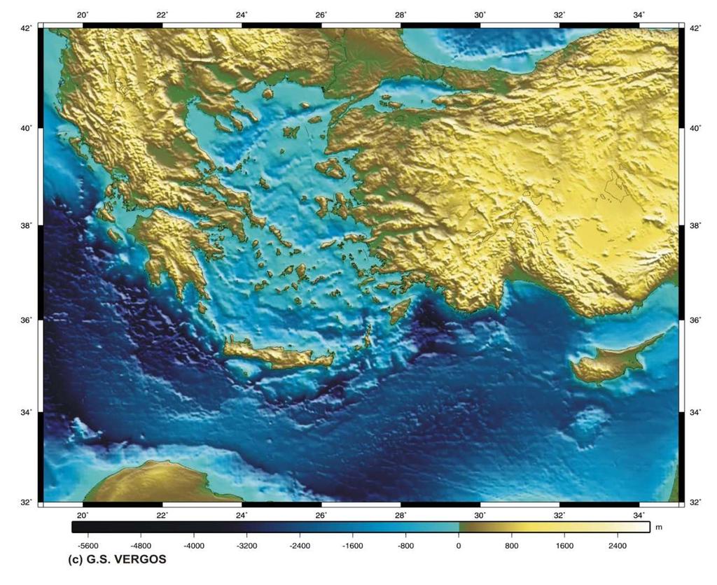 1. Εισαγωγή Εικόνα 1.1 Ψηφιακό µοντέλο εδάφους για τον ελληνικό χώρο σύµφωνα µε το µοντέλο SRTM 3". (http://olimpia.topo.auth.gr/vergos/courses/student_resources/student_resources.