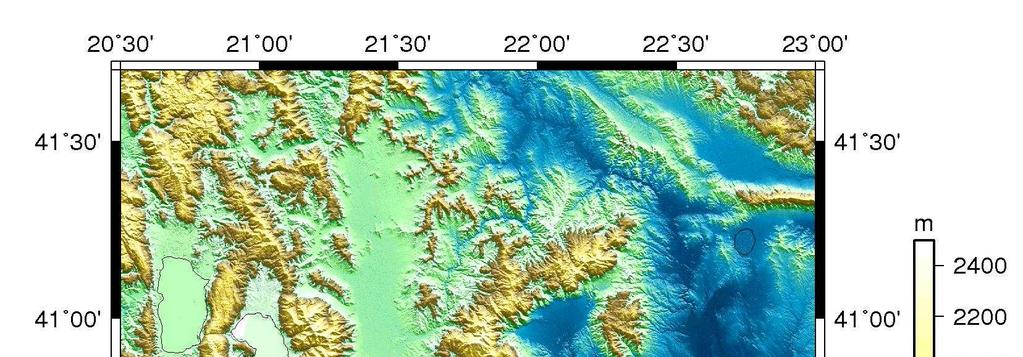 3. Τα ψηφιακά µοντέλα εδάφους υψηλής ανάλυσης SRTM και ASTER Εικόνα 3.8 Το µοντέλο ASTER1" στην περιοχή µελέτης.
