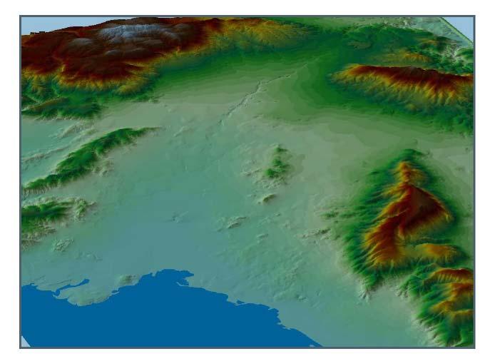 Εικόνα 1: Ψηφιακό μοντέλο εδάφους λεκανοπεδίου Αττικής.