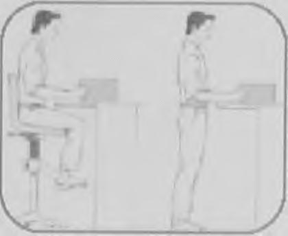 εργαζομένου να είναι περίπου στο ύψος της επιφάνειας εργασίας (για να το πετύχουμε αυτό συνιστώνται καθίσματα ρυθμιζόμενου ύψους) Η πλάτη του καθίσματος να υποστηρίζει τη