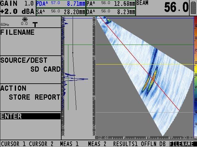 9.5 Αποτελέσματα Phased Array Στον έλεγχο με phased array εντοπίστηκαν οι εξής ενδείξεις: Ένδειξη σε βάθος 8,23mm στο