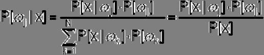 Θεώρημα Bayes & Στατιστική Αναγνώριση Προτύπων Εξαιτίας της Ταξινόμηση προτύπων το θεώρημα Bayes εκφράζεται ως: όπου ω j η κλάση j και x το διάνυσμα χαρακτηριστικών Ένας τυπικός κανόνας απόφασης