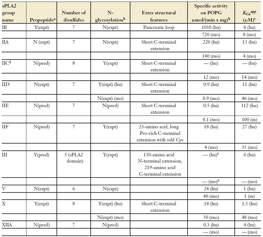 Classification of spla2 isoforms Lambeau