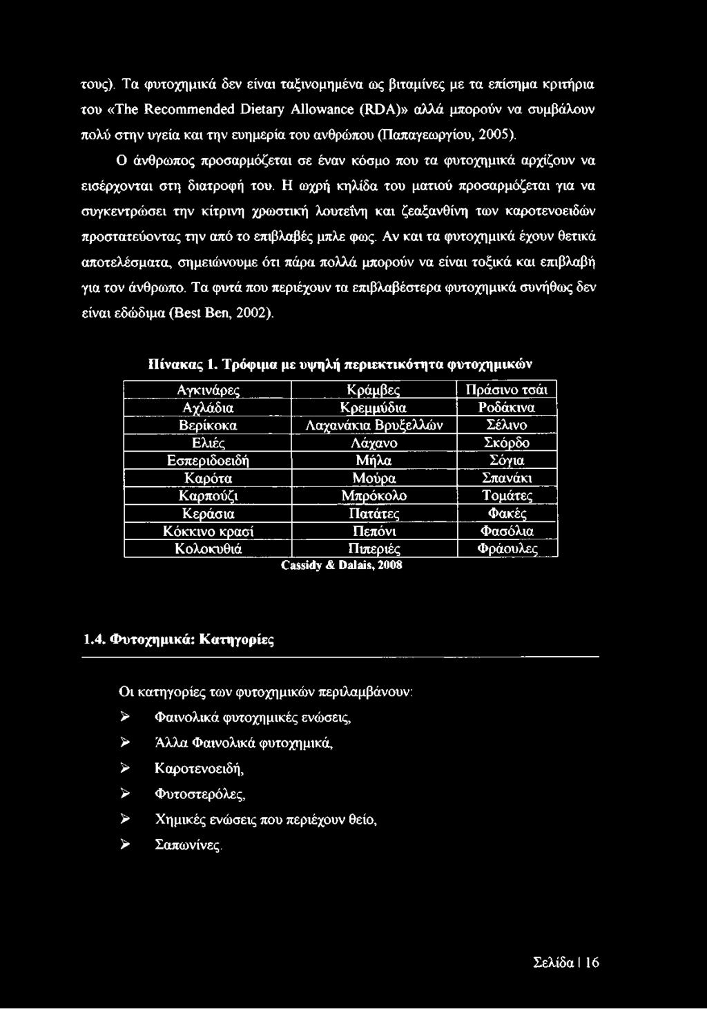 (Παπαγεωργίου, 2005). Ο άνθρωπος προσαρμόζεται σε έναν κόσμο που τα φυτοχημικά αρχίζουν να εισέρχονται στη διατροφή του.