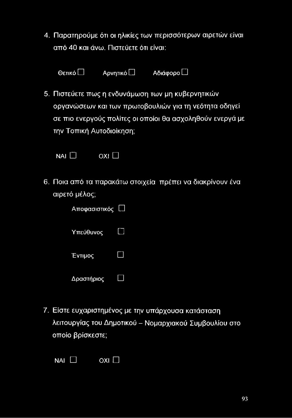 ασχληθύν ενεργά με την Τπική Αυτδιίκηση; ΝΑΙ ΟΧΙ 6.