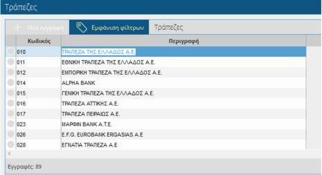 προέρχονται από λίστες τιμών, κατά την καταχώρηση μίας Αίτησης. υνεπώς, οι οθόνες του υποσυστήματος της Αίτησης 206, τροφοδοτούνται από τα ακόλουθα παραμετρικά αρχεία: 2.