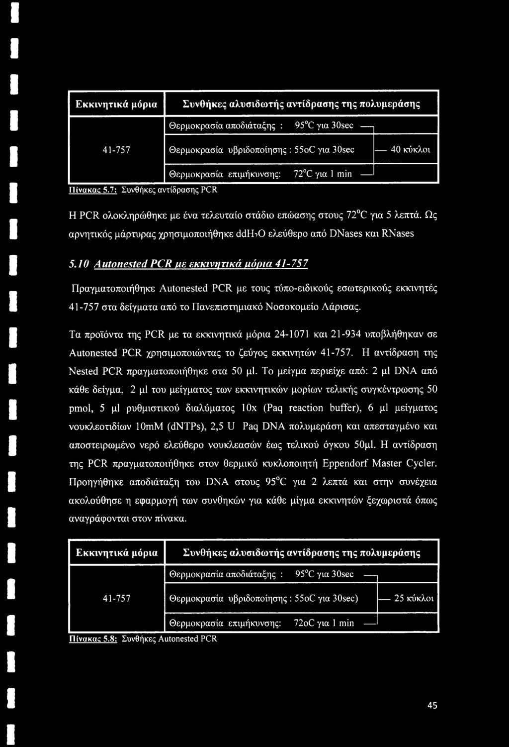 Ως αρνητικός μάρτυρας χρησιμοποιήθηκε ddhio ελεύθερο από DNases και RNases 5.