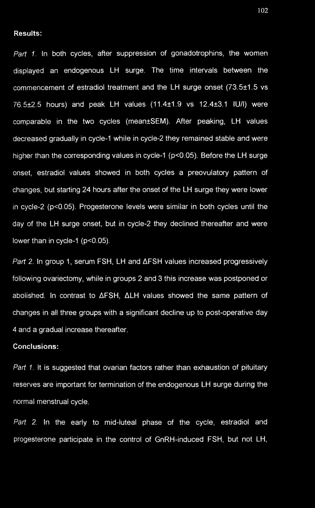 1 IU/1) were comparable in the two cycles (mean±sem).