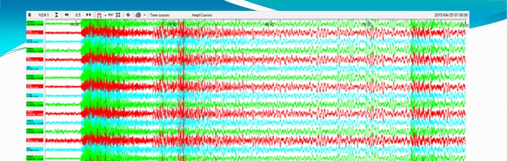 Ανοίγοντας το παράθυρο του χρόνου εμφανίζεται η είσοδος των σεισμικών κυμάτων από το μεγάλο μετασεισμό (υψηλές συχνότητες