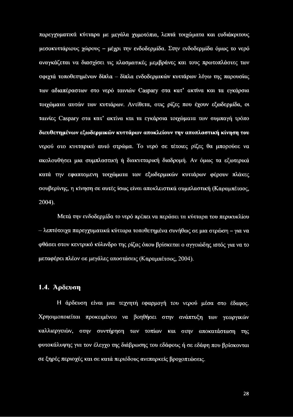 στο νερό ταινιών ΟαερατΥ στα κατ ακτίνα και τα εγκάρσια τοιχώματα αυτών των κυττάρων.