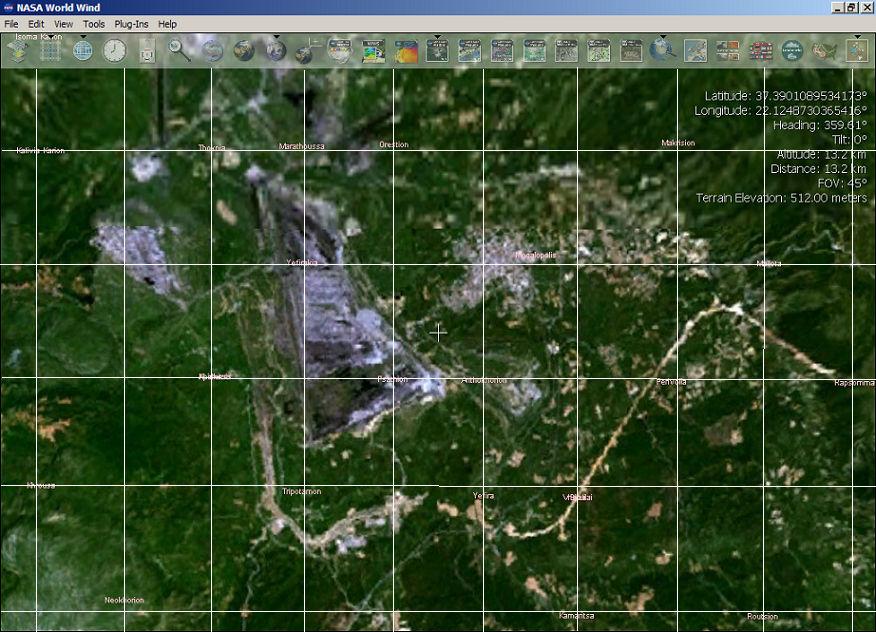 Σχήµα 3-4: Επιφάνεια εργασίας του NASA World Wind.
