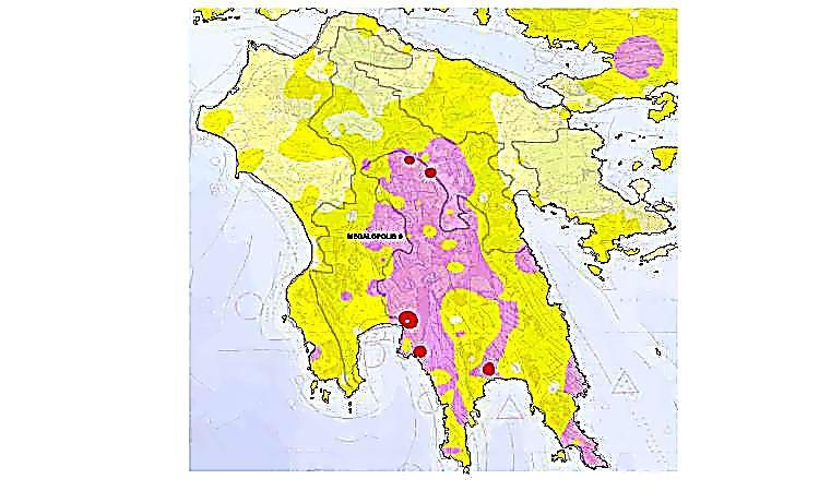 Σχήµα 6-10: Παράθεση χάρτη συγκεντρώσεων ραδίου και