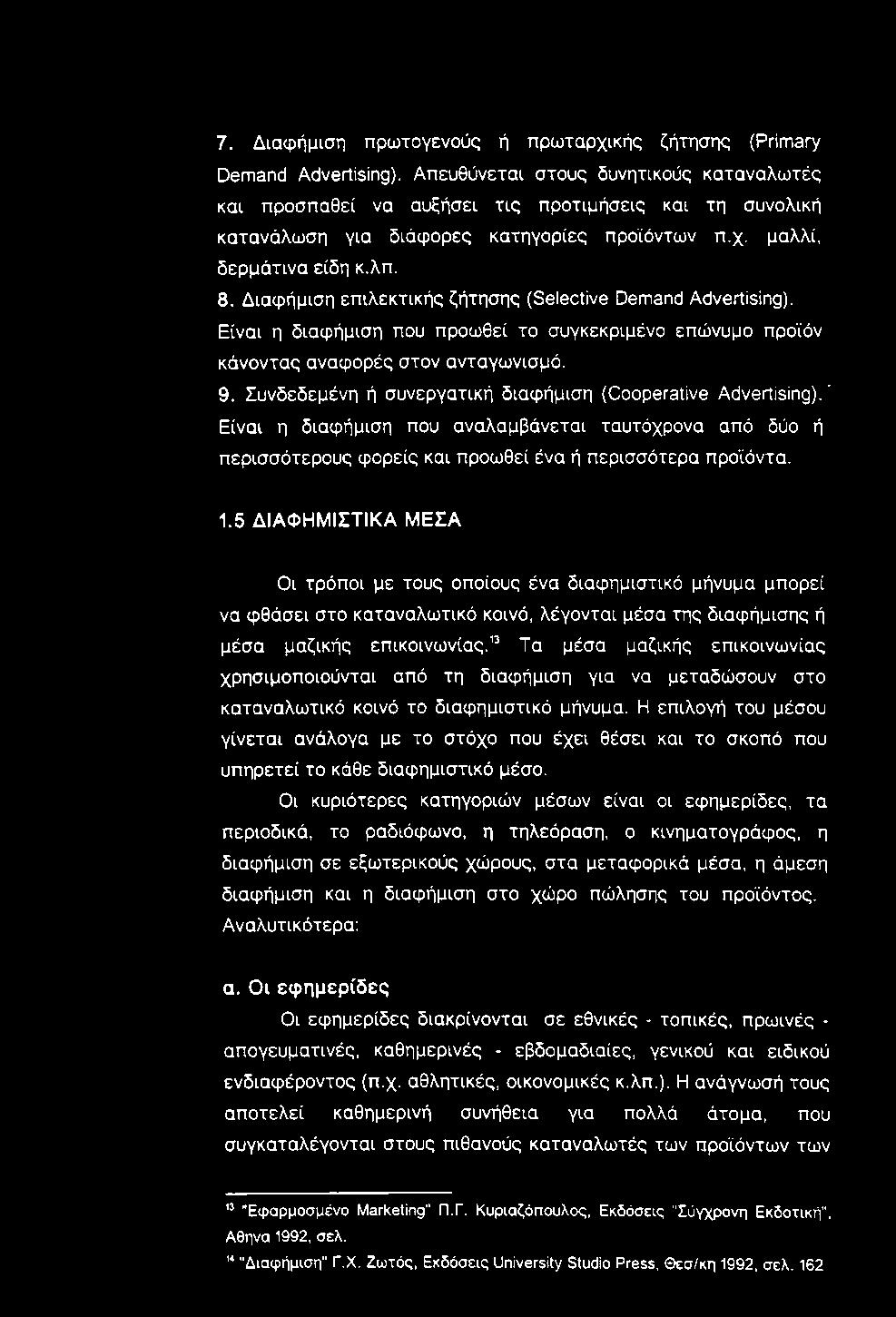 7. Διαφήμιση πρωτογενούς ή πρωταρχικής ζήτησης (Primary Demand Advertising).