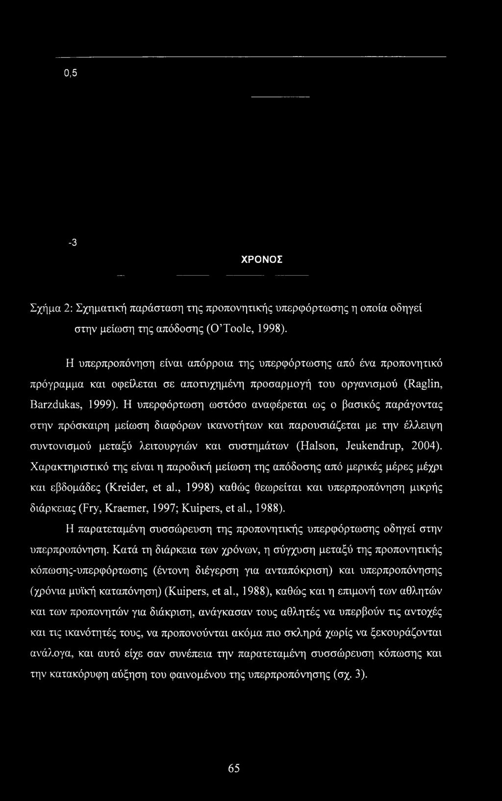 Η υπερφόρτωση ωστόσο αναφέρεται ως ο βασικός παράγοντας στην πρόσκαιρη μείωση διαφόρων ικανοτήτων και παρουσιάζεται με την έλλειψη συντονισμού μεταξύ λειτουργιών και συστημάτων (Halson, Jeukendrup,