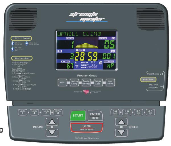 / μ TR3000 μ T4000 μ μ μ - [Intelli-key], μ μ,. μ : START Manual ( ) μ. μμ, μ 00:00 μ μ μ (INCLINE) (SPEED). / : μ, STOP μ [PAUSE]. [RESTART], START. 5.