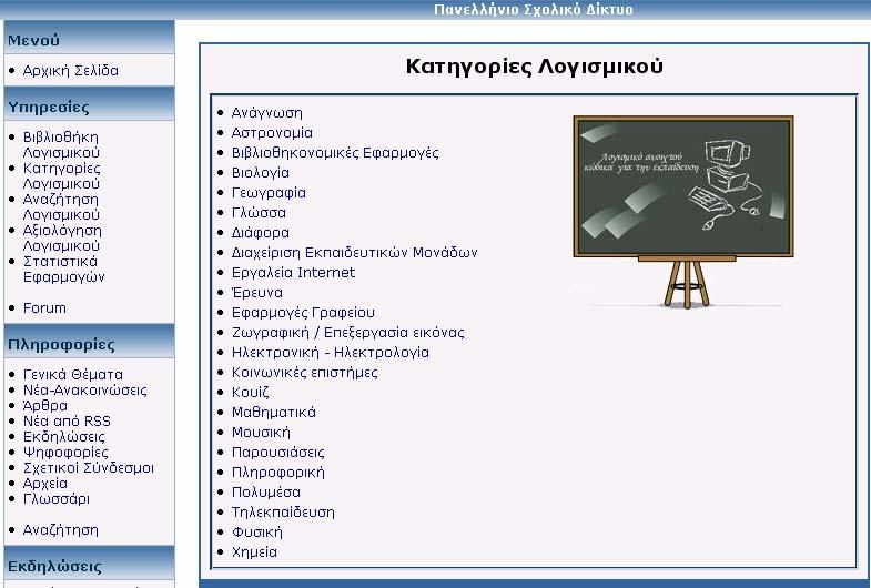 Από το µενού επιλέγουµε «Κατηγορίες Λογισµικού»