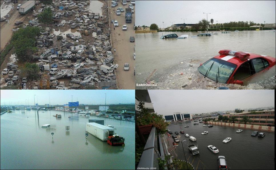 Επιπτώσεις (3/7) Καταρρακτώδεις βροχές και πλημμύρες σε Τζέντα/ Ριάντ, Σαουδική Αραβία, 2010 Καταρρακτώδεις βροχές και πλημμύρες στα Ηνωμένα Αραβικά Εμιράτα, 2008 Images source: