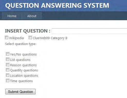 όπως "What is...". Χρησιμοποιώντας αυτό το σύνολο των ερωτήσεων, το σύστημα αξιολογήθηκε για τις απαντήσεις που επέστρεψε και την κατάταξη των αποτελεσμάτων αυτών.