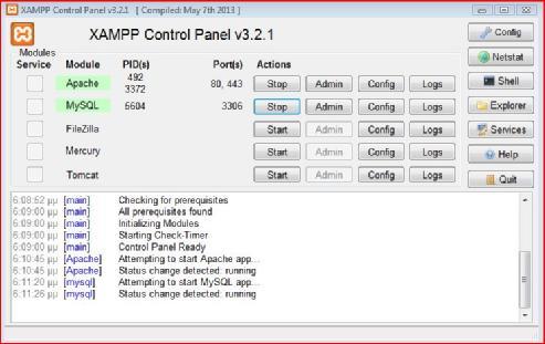 Εικόνα 21 Γραφικό Περιβάλλον 2 XAMPP Πηγή: apachefriends.