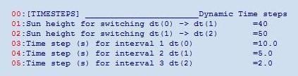 Κεφάλαιο 2 ο - Παρουσίαση του προγράμματος ENVI-met έκδοση 3.0 76 Σχήμα 2.14: Section [TIMESTEPS] [Πηγή: ENVI-met].