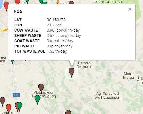 Image 6 - Provided data per production unit Below, a set of Google Maps instances is provided and specifically: The entire Google Map with all layers