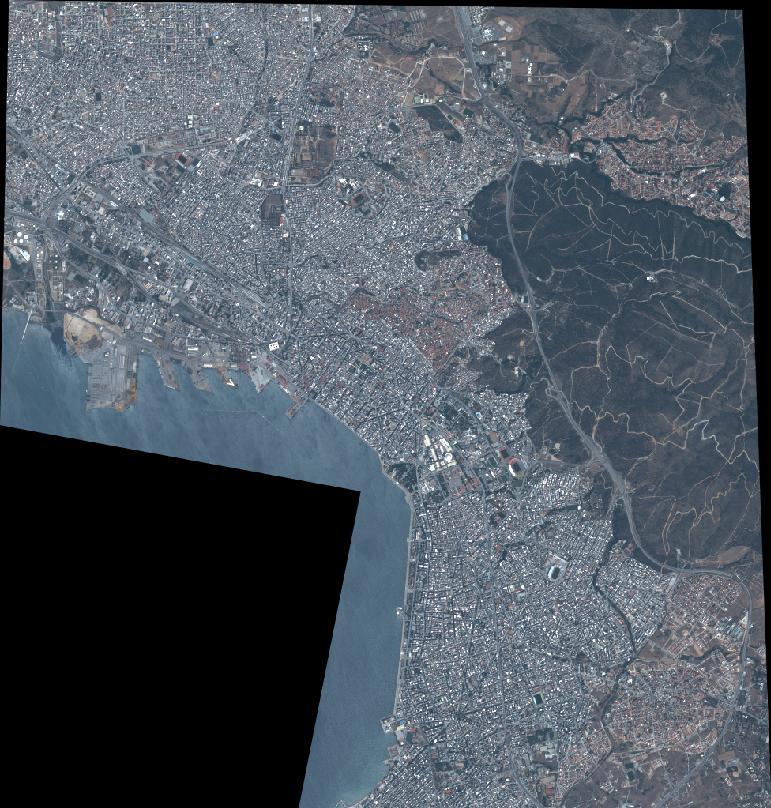4.2 Η περιοχή μελέτης Η εικόνα που μελετήθηκε με τη χρήση του λογισμικού ERDAS IMAGINE 9.0 είναι μια πολυφασματική εικόνα της πόλης της Θεσσαλονίκης (Εικόνα 4.