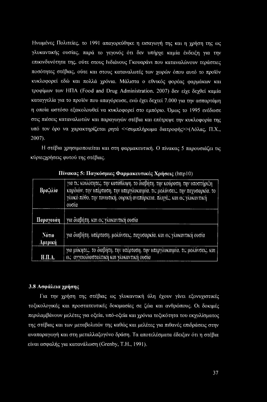 Μάλιστα ο εθνικός φορέας φαρμάκων και τροφίμων των ΗΠΑ (Food and Drug Administration. 2007) δεν είχε δεχθεί καμία καταγγελία για το προϊόν που απαγόρευσε, ενώ έχει δεχτεί 7.