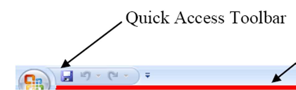 Features of the Excel 2007 Interface The Quick Access Toolbar: