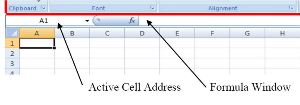 Features of the Excel 2007 Interface The Active Cell Address: δείχνει ποια κελιά