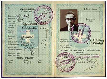 Το διαβατήριο του Κωνσταντίνου Καβάφη («Επάγγελμα: Ποιητής»),