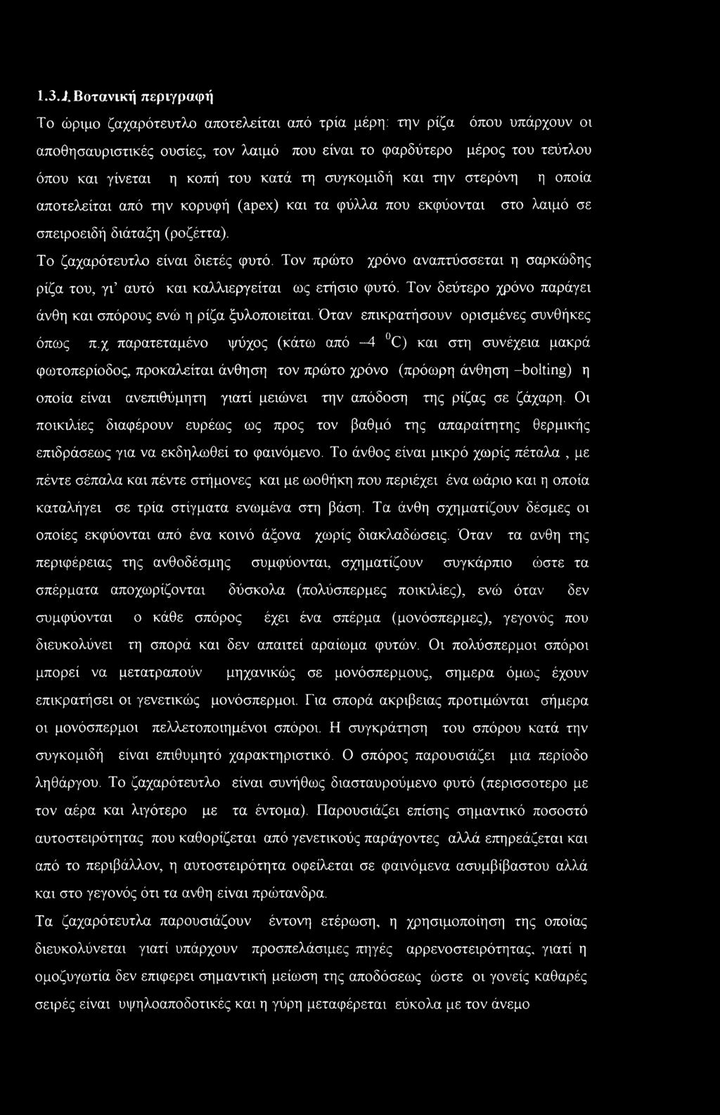 Τον πρώτο χρόνο αναπτύσσεται η σαρκώδης ρίζα του, γι αυτό και καλλιεργείται ως ετήσιο φυτό. Τον δεύτερο χρόνο παράγει άνθη και σπόρους ενώ η ρίζα ξυλοποιείται.