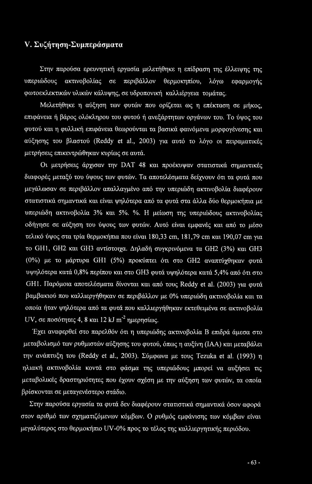 Το ύψος του φυτού και η φυλλική επιφάνεια θεωρούνται τα βασικά φαινόμενα μορφογένεσης και αύξησης του βλαστού (Reddy et al.