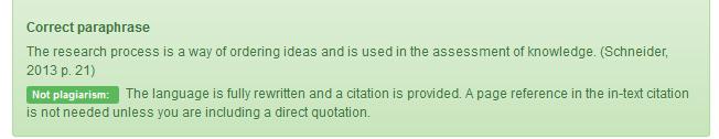 Λογοκλοπή και παράφραση (paraphrasing) Original text: Research is a systematic and logical process and exists as a mechanism or tool through which knowledge