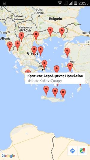 4 Χρήση της εφαρμογής Στο πρώτο Layout της εφαρμογής ο χρήστης βλέπει τον χάρτη της