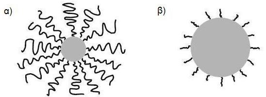 αποτελούνται από μεγάλο πυρήνα και κοντή κορώνα ( crew-cut micelles), όπως φαίνεται στο Σχήμα 1.8.
