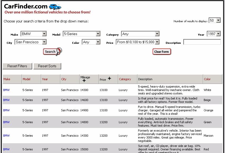 Parametric search example