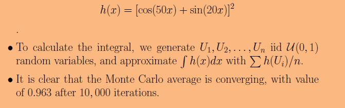 Monte Carlo Integration: Example Example: