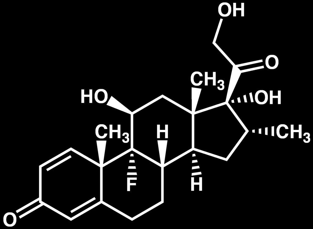(σύνολο 4 δόσεων). Η βηταμεθαζόνη χορηγείται επίσης ενδομυϊκώς σε δόσεις των 12mg ανά 24 ώρες (σύνολο 2 δόσεων) (Dudley et al 2003). Εικόνα 2. Χημική δομή της βηταμεθαζόνης Εικόνα 3.