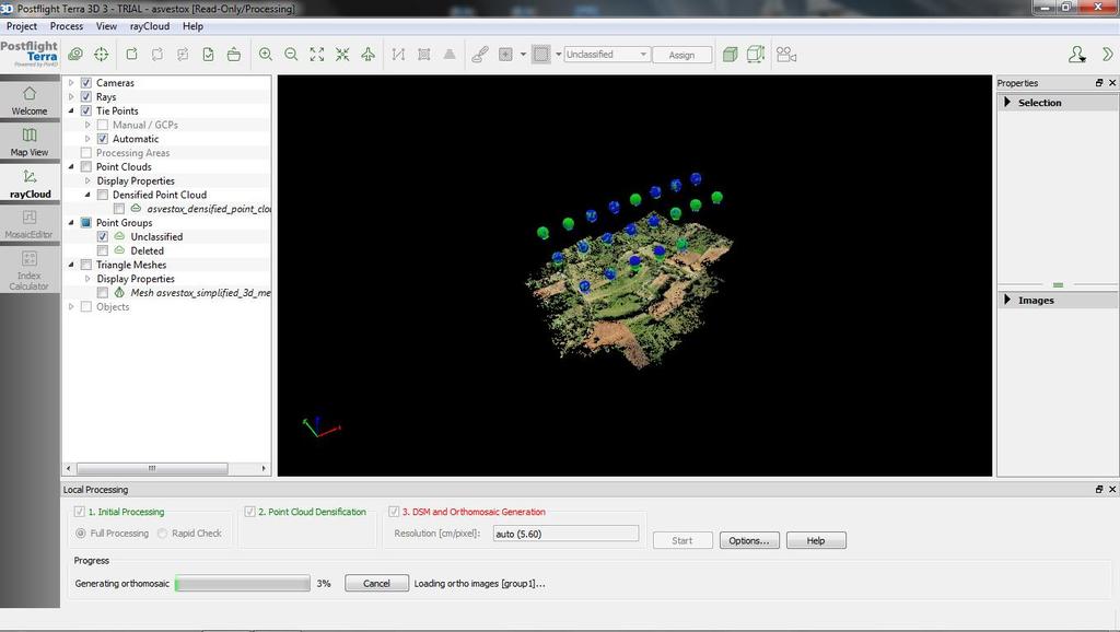 Εικόνα 25. 3ο στάδιο επεξεργασίας - DSM and Orthomosaic generation 3.
